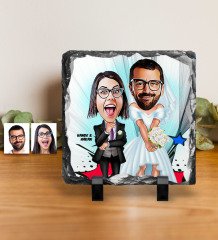 Kişiye Özel Sevgililer Karikatürlü Dekoratif Doğal Taş - 16