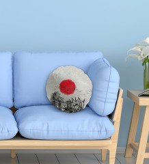 Kişiye Özel İsimli Japonya Tasarımlı Yuvarlak Dekoratif Kırlent Yastık-1