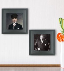 BK Gift 2’li Atatürk Tasarımlı Ahşap Çerçeveli Taş Duvar Dekoru-43