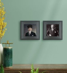BK Gift 2’li Atatürk Tasarımlı Ahşap Çerçeveli Taş Duvar Dekoru-43