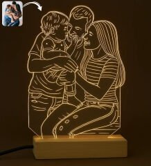BK Gift Kişiye Özel Line Art Tasarımlı Dekoratif Led Lamba, Gece Lambası, Sevgiliye Hediye, Işıklı Pleksi Biblo, Eşe Hediye