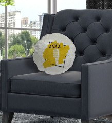 Kişiye Özel İsimli Jazz Tasarımlı Yuvarlak Dekoratif Kırlent Yastık-1
