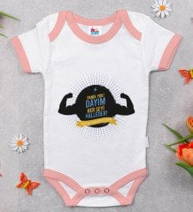 BK Kids Dayım Her Şeyi Halleder Tasarımlı Pembe Bebek Body Zıbın-1