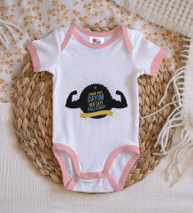 BK Kids Dayım Her Şeyi Halleder Tasarımlı Pembe Bebek Body Zıbın-1
