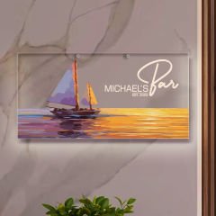 BK Gift Kişiye Özel Manzara Tasarımlı Akrilik Bar Tabelası(38x19cm)-29, Home Bar Tabela, Duvar Dekoru
