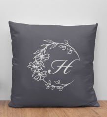 BK Gift Kişiye Özel Harfli Premium Kumaş Antrasit Yastık Kılıfı-4 (SADECE YASTIK KILIFI), Ev Dekorasyonu