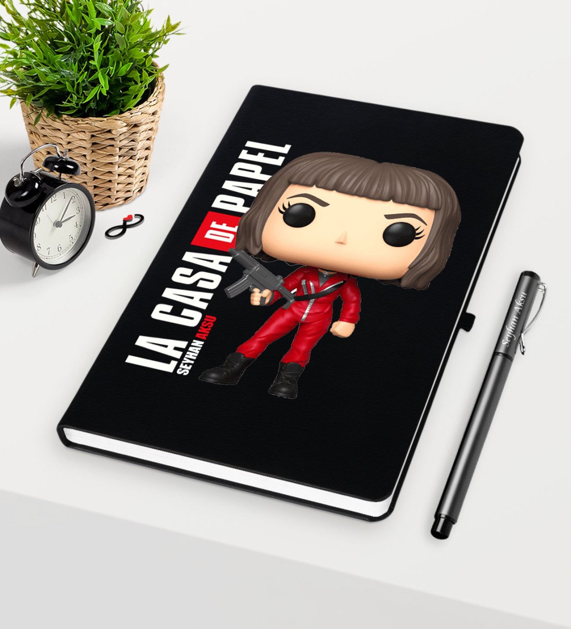 Kişiye Özel La Casa De Papel Siyah Defter Kalem Seti - 29