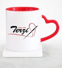 Kişiye Özel Mesleki Terzi Kırmızı Kalpli Kupa Bardak - 1