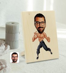 Kişiye Özel Bruce Lee Karikatürlü Dekoratif Ahşap Çerçeve Model 1