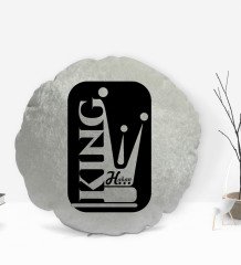 Kişiye Özel İsimli King Tasarımlı Yuvarlak Dekoratif Kırlent Yastık-1