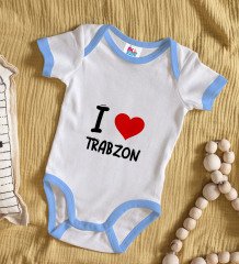 BK Kids I Love Trabzon Tasarımlı Mavi Bebek Body Zıbın - Model 1