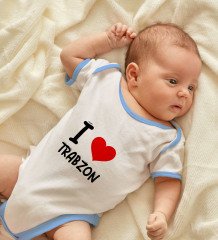 BK Kids I Love Trabzon Tasarımlı Mavi Bebek Body Zıbın - Model 1