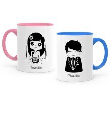 Kişiye Özel İkili Pembe & Mavi Sevgili Kupa Bardak Seti - 9
