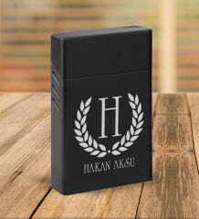 BK Gift Kişiye Özel İsimli Siyah Dereceli Göstergeli Termos & Çakmak & Sigara Kutusu Hediye Seti-1 | Babalar Günü Hediyesi, Erkeklere Özel Hediye