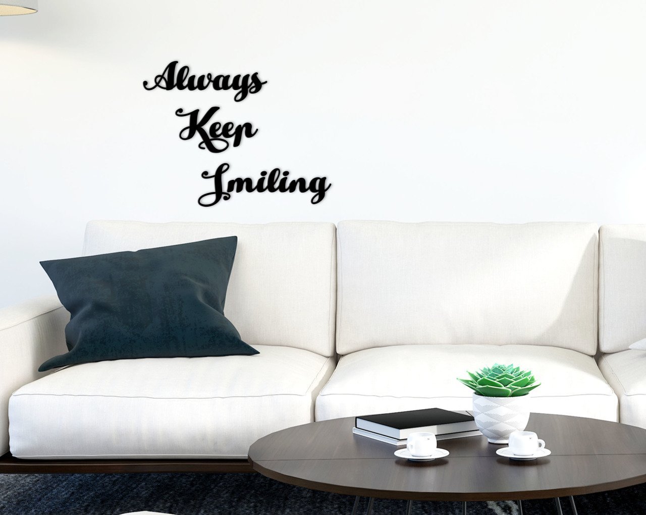 BK Home Always Keep Smiling Ahşap Duvar Yazısı-1