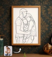 BK Gift Kişiye Line Art Tasarımlı Ahşap Çerçeveli Tablo-1 40x25cm, Arkadaşa Hediye, Sevgiliye Hediye, Eşe Hediye