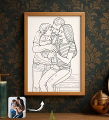BK Gift Kişiye Line Art Tasarımlı Ahşap Çerçeveli Tablo-1 40x25cm, Arkadaşa Hediye, Sevgiliye Hediye, Eşe Hediye