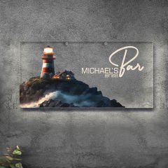 BK Gift Kişiye Özel Manzara Tasarımlı Akrilik Bar Tabelası(38x19cm)-32, Home Bar Tabela, Duvar Dekoru