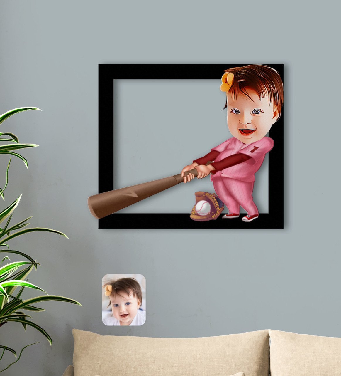 Kişiye Özel Bebek Karikatürlü 3D Ahşap Tablo-7