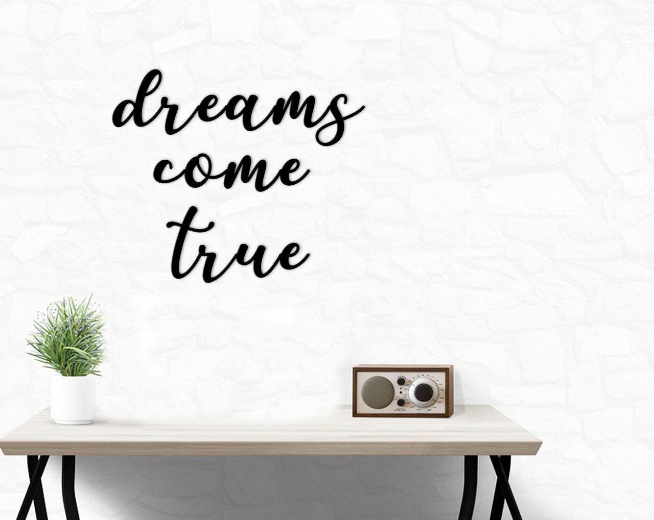 BK Home Dreams Come True Ahşap Duvar Yazısı-1
