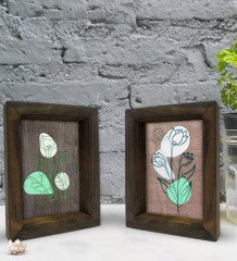 Bk Gift Dekoratif 2'li Doğal Masif Ahşap Çerçeve 15x20cm-79