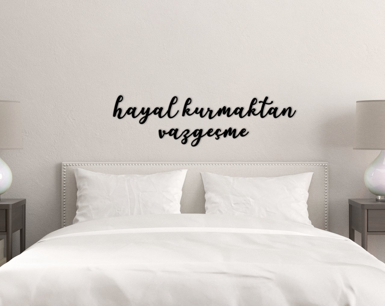 BK Home Hayal Kurmaktan Vazgeçme Ahşap Duvar Yazısı-1