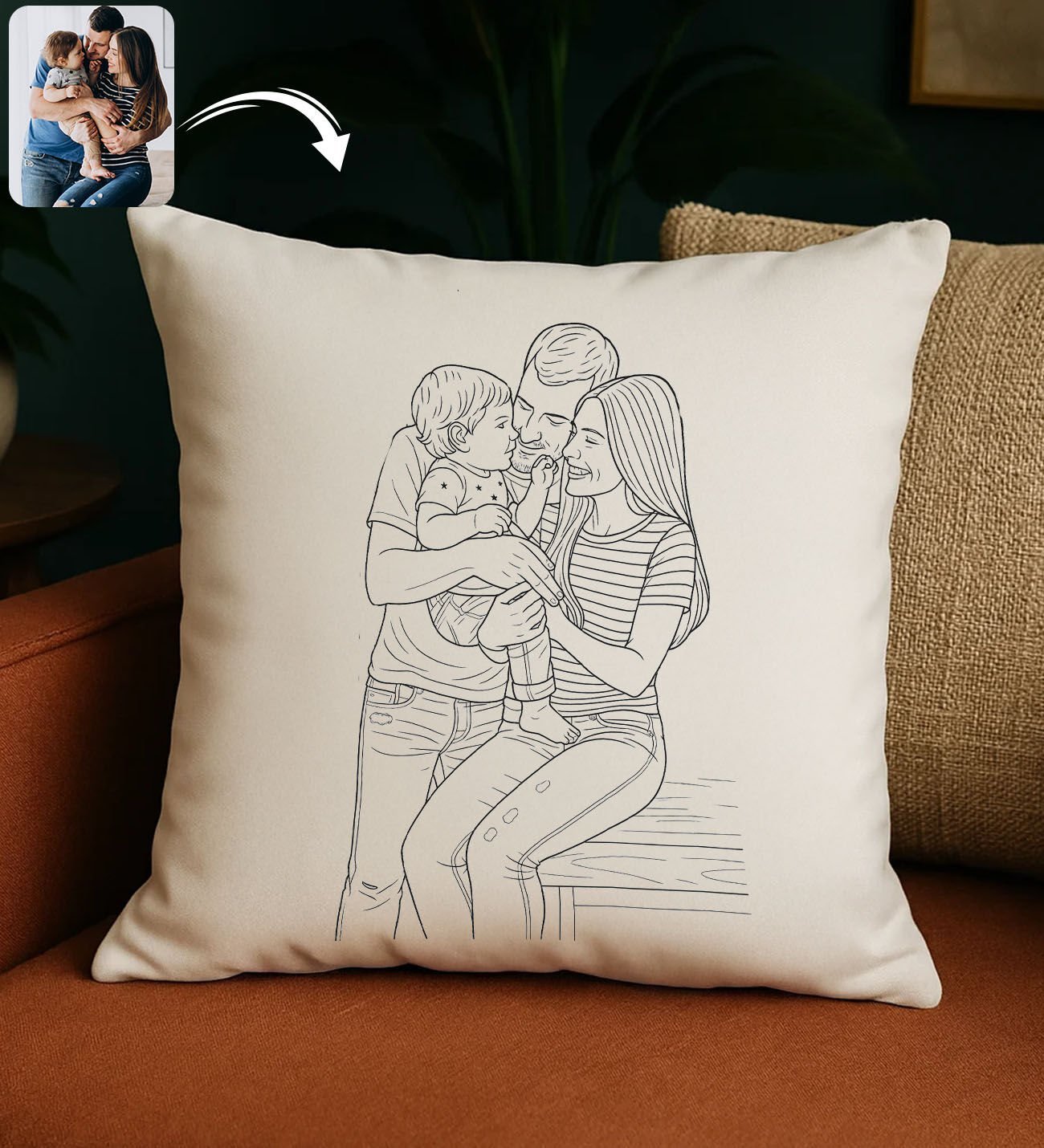 BK Gift Kişiye Özel Line Art Tasarımlı Beyaz Kırlent Yastık-1, Arkadaşa Hediye, Sevgiliye Hediye, Eşe Hediye