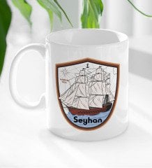 Kişiye Özel İsimli Gemi Tasarımlı Beyaz Kupa Bardak-3