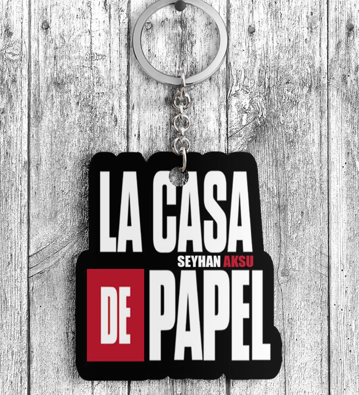 Kişiye Özel La Casa De Papel Ahşap Anahtarlık - 6