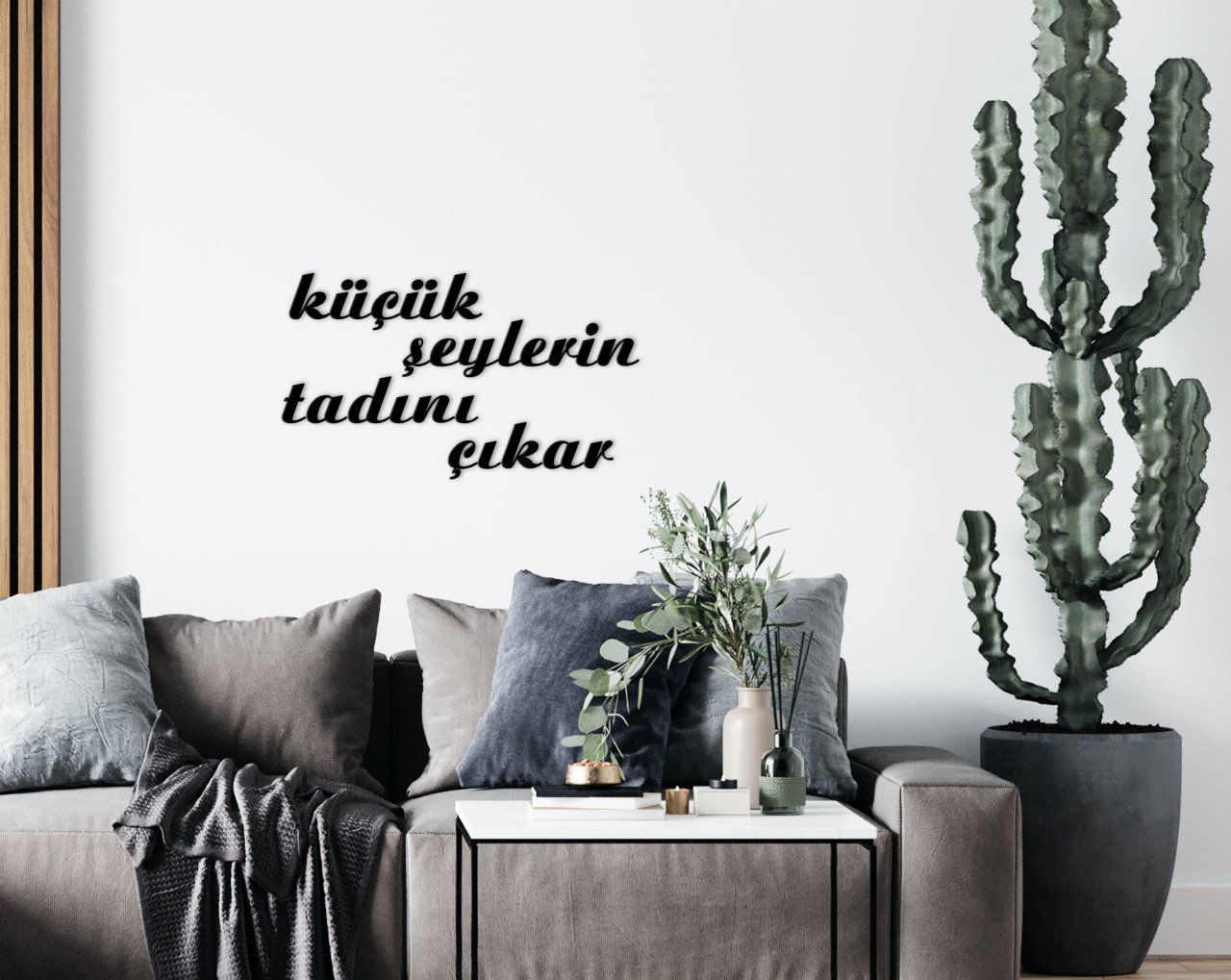 BK Home Küçük Şeylerin Tadını Çıkar Ahşap Duvar Yazısı-1