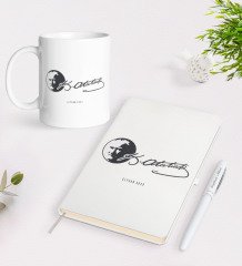 Kişiye Özel Atatürk Temalı Beyaz Defter Kalem Kupa Seti-20