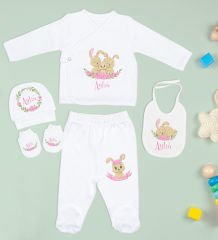 BK Kids Kişiye Özel Beyaz Hastane Çıkışı, Pembe Bebek Anı Defteri, Yeni Doğan Bebek Giyim Hediyesi, 9 Parça Bebek Hediye Seti