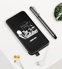 Kişiye Özel Babaların Babası Siyah 5000 mAh Hızlı Şarj Powerbank Kalem Seti-3