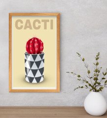 BK Gift  Kaktüs Tasarımlı Dekoratif Retro Ahşap Çerçeveli Tablo-5