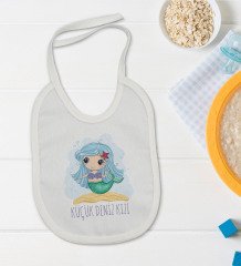 BK Kids Küçük Deniz Kızı Tasarımlı Bebek Body Zıbın ve Mama Önlüğü Hediye Seti - Model 1
