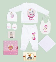 BK Kids Kişiye Özel Beyaz Hastane Çıkışı, Pembe Bebek Anı Defteri, Yeni Doğan Bebek Giyim Hediyesi, 9 Parça Bebek Hediye Seti-2
