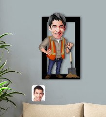 Kişiye Özel Erkek Karikatürlü 3D Ahşap Tablo-80