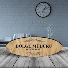 Kişiye Özel Mesleki Bölge Müdürü Ahşap Oval Masa İsimliği - 2