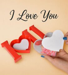 BK Gift Kişiye Özel Fotoğraflı Kalpli I Love You Kar Küresi, Ev Hediyesi, Ofis Hediyesi, Sevgiliye Hediye