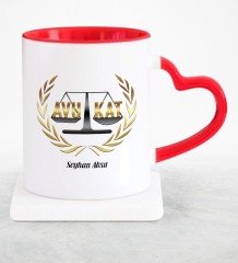 Kişiye Özel Mesleki Avukat Kırmızı Kalpli Kupa Bardak - 10