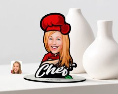 Kişiye Özel Bayan Chef Karikatürlü Ahşap Biblo-10