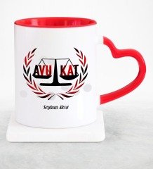 Kişiye Özel Mesleki Avukat Kırmızı Kalpli Kupa Bardak - 11