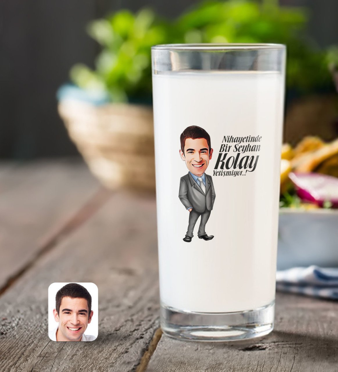 Kişiye Özel Erkek Kolay Yetişmiyor Karikatürlü Rakı Bardağı-1