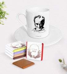 Kişiye Özel Atatürk Temalı Türk Kahvesi Fincanı ve Çikolata Hediye Seti-13