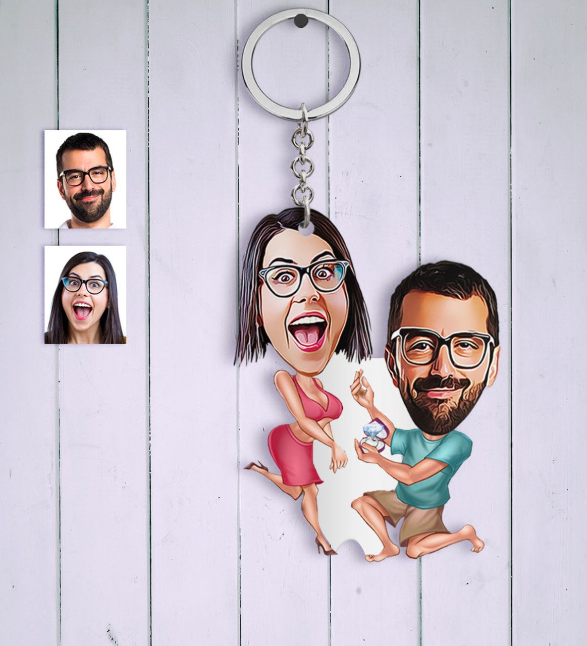 Kişiye Özel Benimle Evlenir Misin Karikatür Anahtarlık