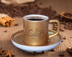 BK Gift Kişiye Özel İsimli Mat Altın Yaldız Renk Türk Kahvesi Fincanı-13 Renkli Türk Kahvesi Fincanı, Arkadaşa Hediye ,  Anneye Hediye , Kahve Fincanı