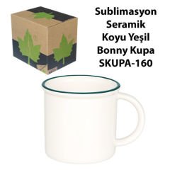Sublimasyon Seramik Koyu Yeşil Bonny Kupa - Kutulu