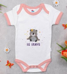 BK Kids Be Brave Tasarımlı Pembe Bebek Body Zıbın-1