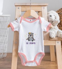 BK Kids Be Brave Tasarımlı Pembe Bebek Body Zıbın-1