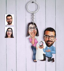 Kişiye Özel Evlilik Teklifi Karikatür Anahtarlık